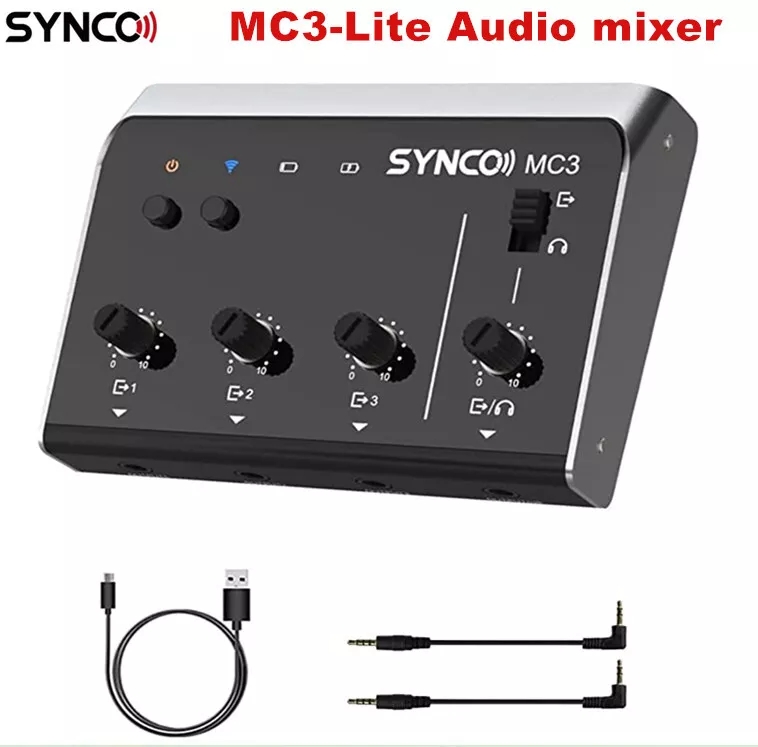 Audio And Music Mixer - ซินโค เอ็มซี 3 ไลท์เครื่องผสมเสียง 4 ช่องสัญญาณไร้สายขนาดกะทัดรัดเป็นพิเศษอุปกรณ์เสริมการถ่ายภาพสตรีมมิ่งเพลงสำหรับการบันทึกวิดีโอด้วยไมโครโฟน