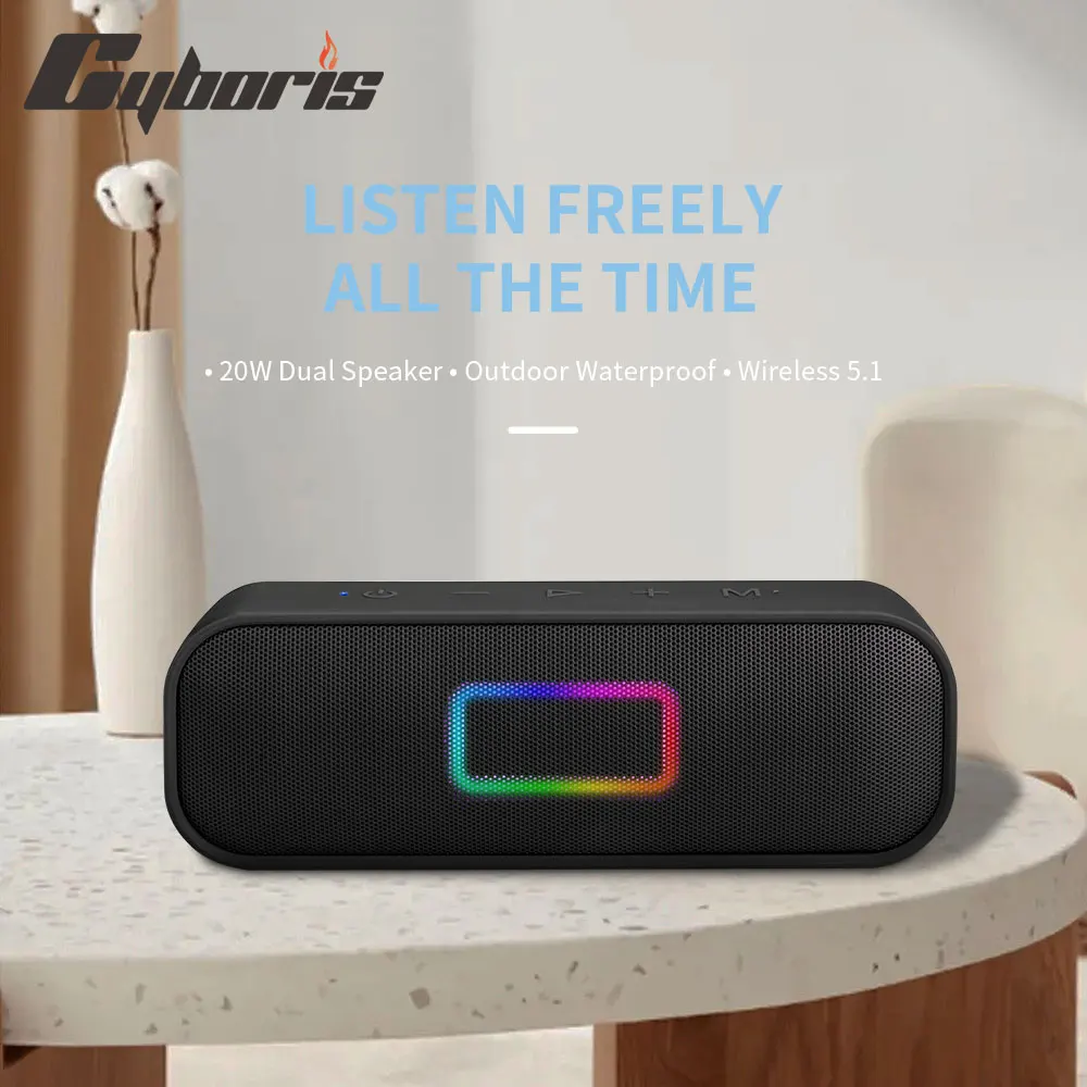 Apple Music Audio Quality - บูมบอกซ์ลำโพงบลูทูธไร้สายแยกลำโพง20W กำลังสูงกลางแจ้งกันน้ำซับวูฟเฟอร์สเตอริโอบัตร TF TWS