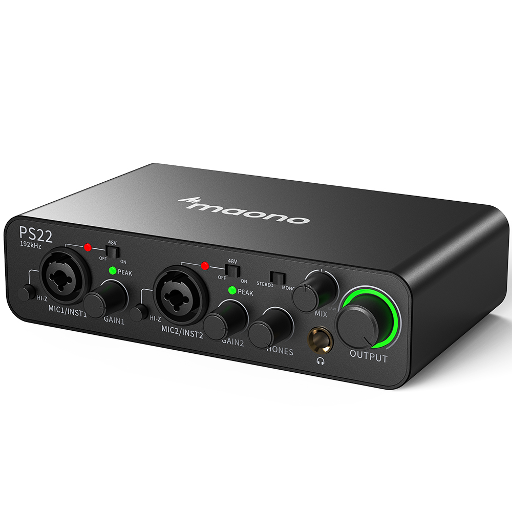 Audio And Music Mixer - อินเทอร์เฟซเสียงระดับมืออาชีพ MAONO PS22 มิกเซอร์ การ์ดเสียงภายนอก ซอฟต์แวร์กำหนดเส้นทางสัญญาณเสียง