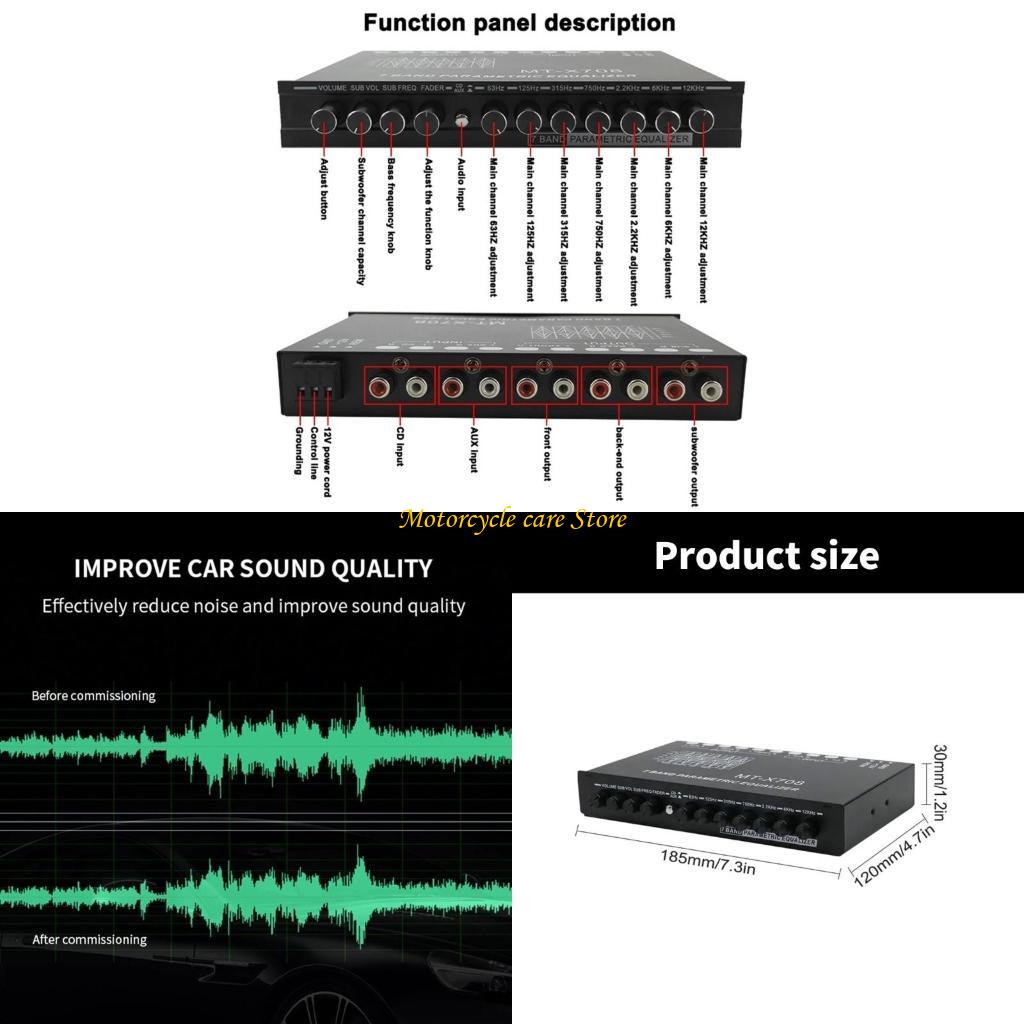 Audio Music Equalizer - อีควอไลเซอร์เครื่องเสียงรถยนต์ 7 แบนด์ที่ล้ำสมัย ติดตั้งง่าย ควบคุมสะดวก เหมาะสำหรับผู้ที่ชื่นชอบดนตรี