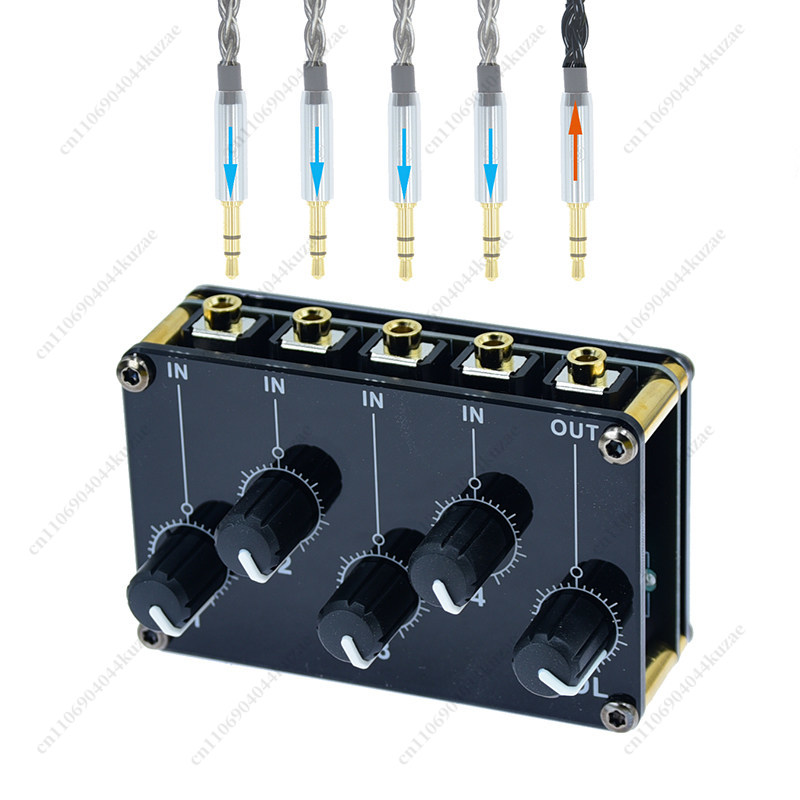 Audio And Music Mixer - มิกเซอร์เสียงสดแบบสองช่องสัญญาณ 4 อินพุต 1 เอาต์พุต เครื่องขยายเสียงหูฟัง