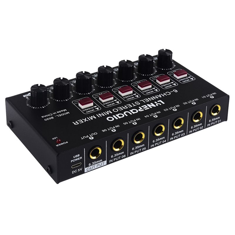 Audio And Music Mixer - มิกเซอร์เสียงสเตอริโอ 6 ช่อง รุ่น Exquisite-Mini สำหรับเครื่องดนตรี