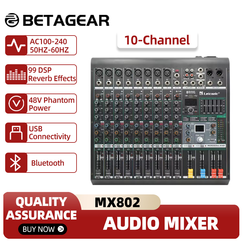 Leicozic คอนโซลผสม MX802 10 ช่ - Audio Music Equalizer บทวิจารณ์และราคา