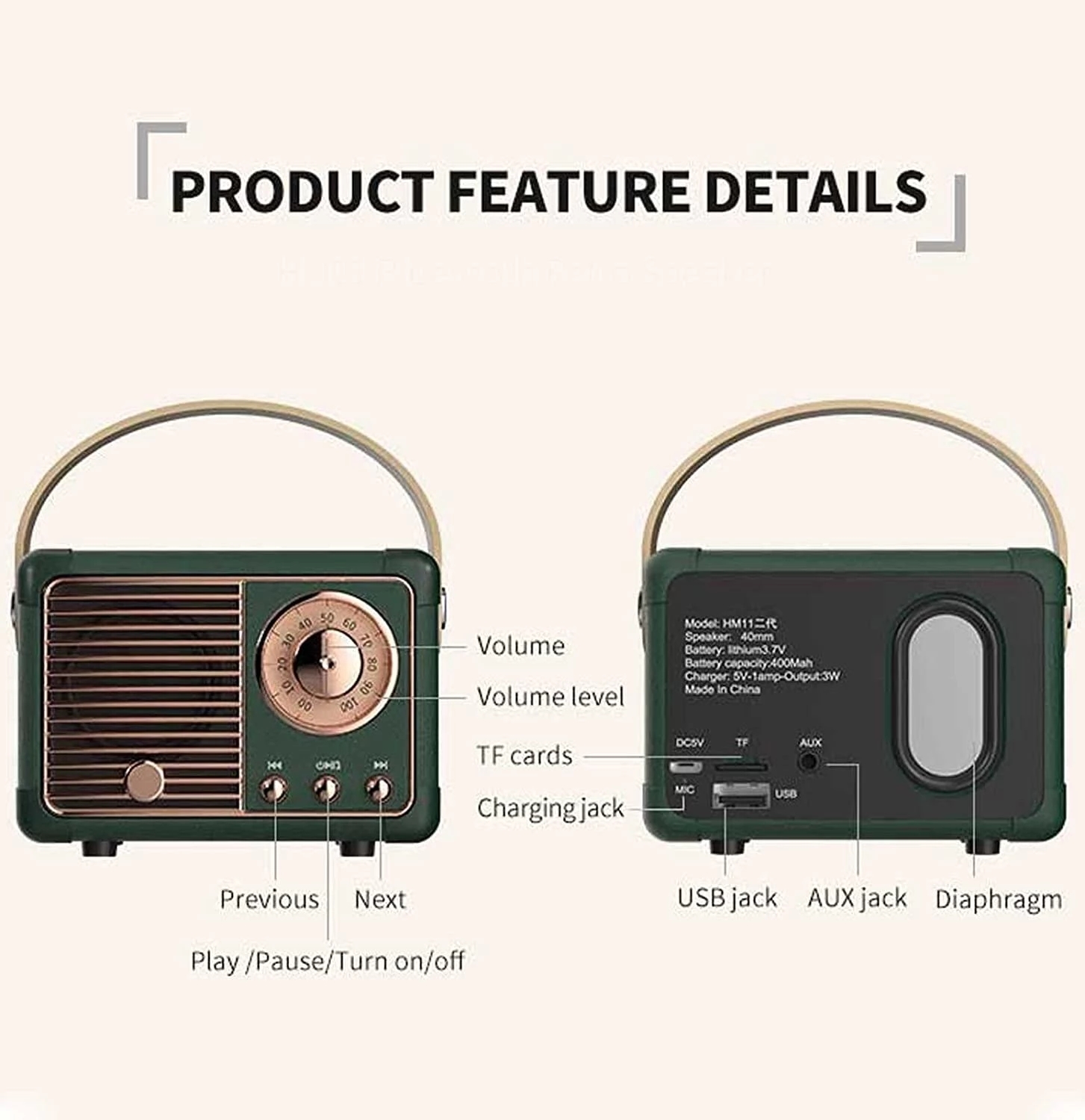 ลำโพงบลูทูธไร้สายแบบพกพา กล่อง - Audio House Music บทวิจารณ์และราคา